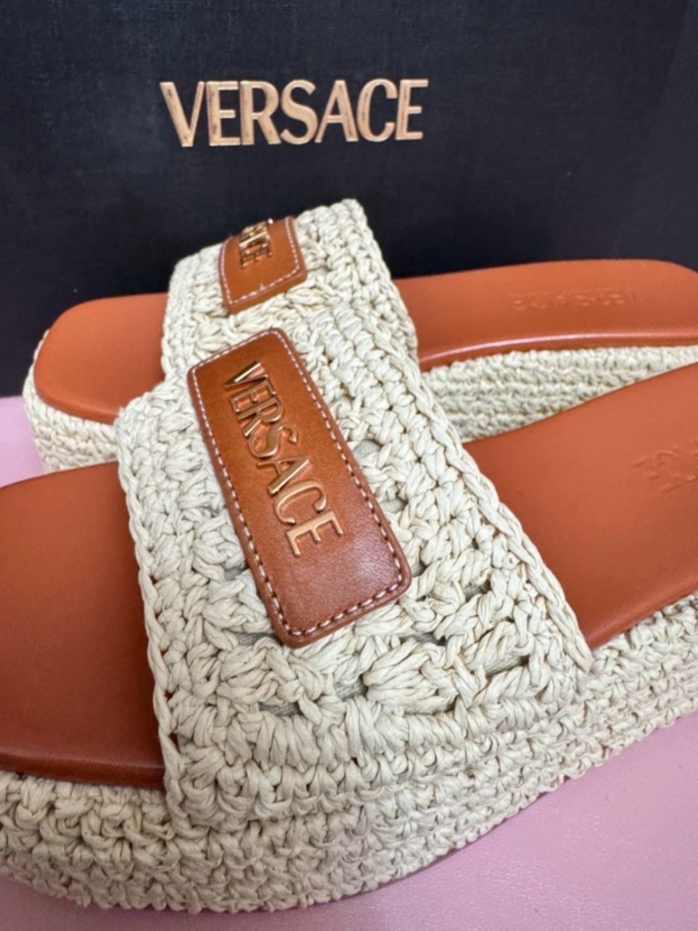 Versace 55MM  Espadrille Mules womens size 38/US 8